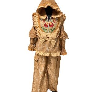 Women's Floral Embroidered Hoodie - Gold